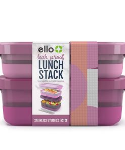 Lunch Bento Stack Plastic Food Storage Container, Set of 2